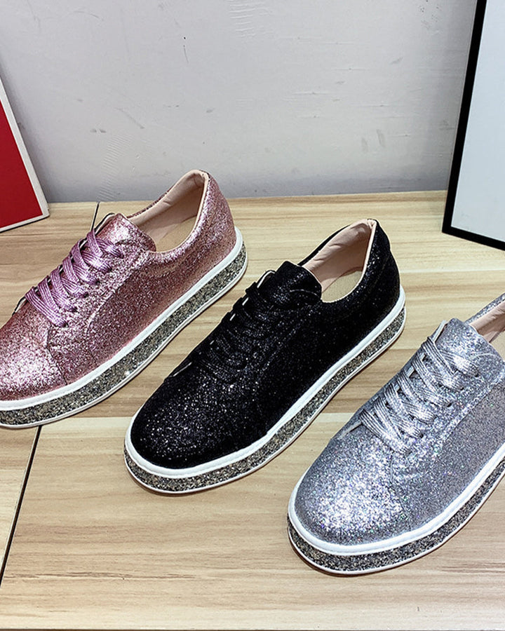 Stylish Platform Glitter Women's Sneakers - Sienna