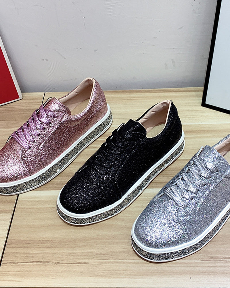 Stylish Platform Glitter Women's Sneakers - Sienna