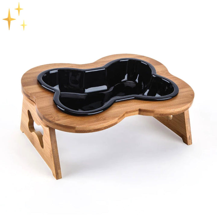 Ceramic Dog Bowl with Wooden Base – BoneFeast