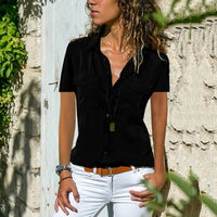 Elegant damebluse med korte ærmer – Mira