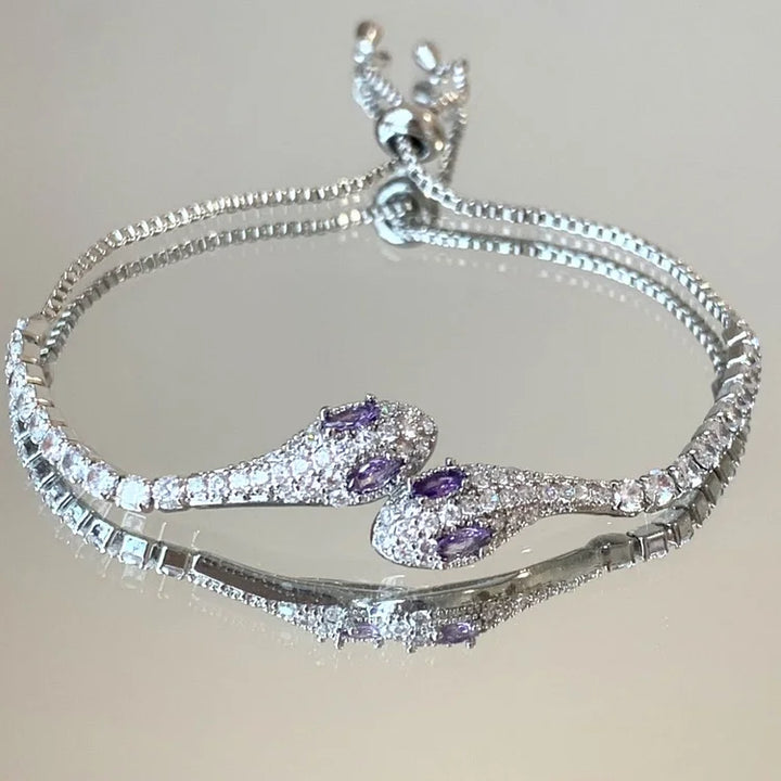 Silver snake bracelet with zirconia – Lyra