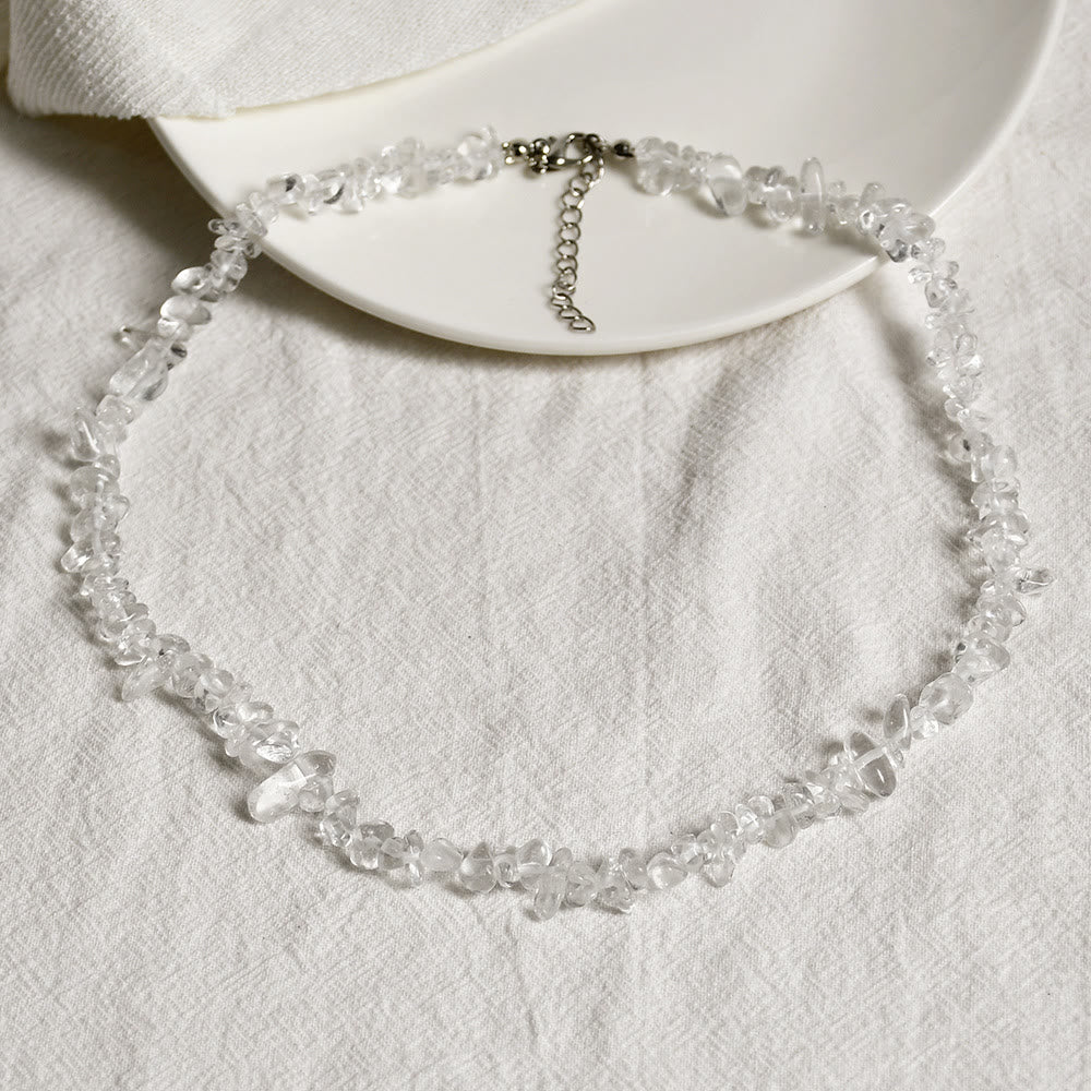 Stylishly Shaped Polished Crystal Necklace - Lina