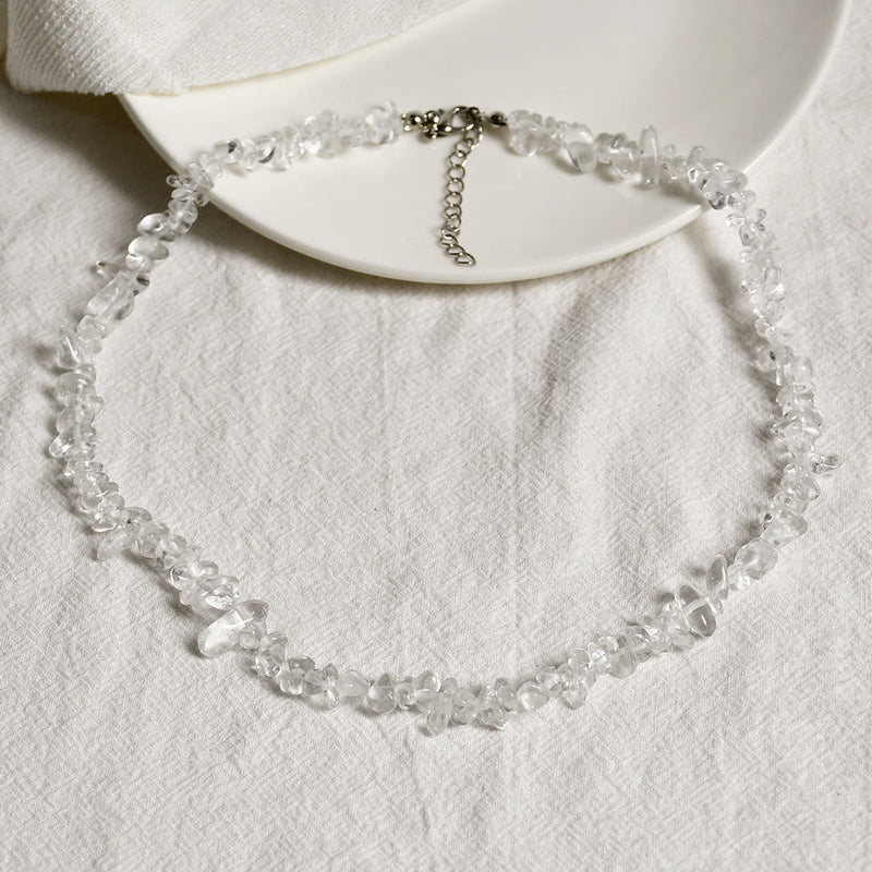 Stylishly Shaped Polished Crystal Necklace - Lina