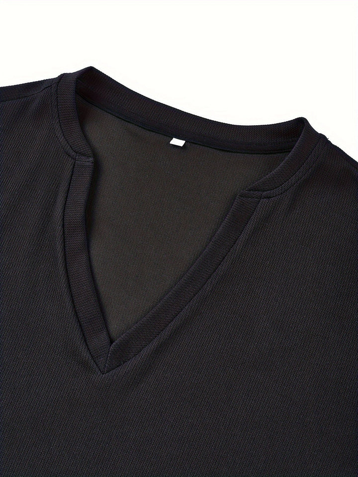 Herren T-Shirt mit tiefem V-Ausschnitt und Struktur – Rafael