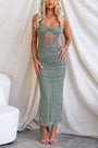 Trendy Mesh-Bodycon Maxikleid mit Raffung – Kiara