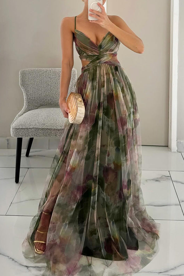Elegant mesh maxi dress with figure-hugging cut – Camille