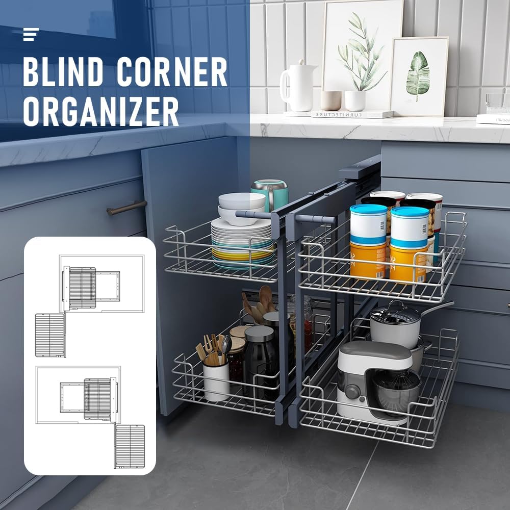 Robuster Kohlenstoffstahl Blind-Eckschrank Ausziehbares Regal – Zevora
