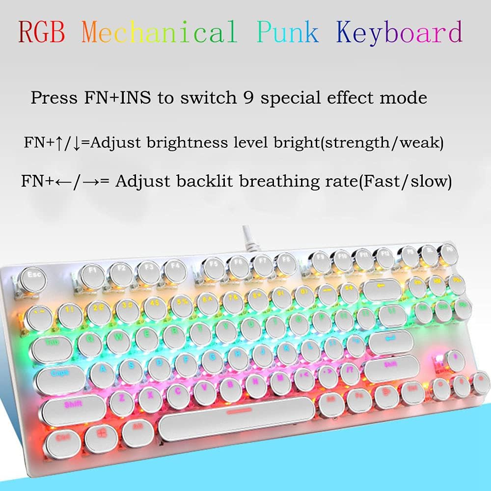 87-tasters mekanisk gaming-tastatur RGB baggrundsbelyst blå kontakter