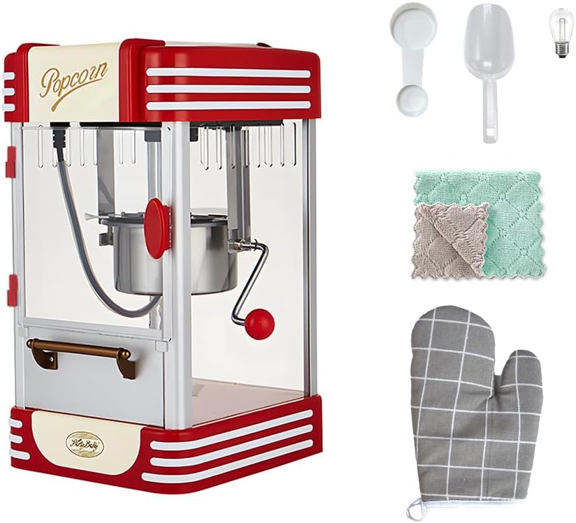 Retro Red Elektrischer Tisch-Popcornmaker mit Timer – Calvano
