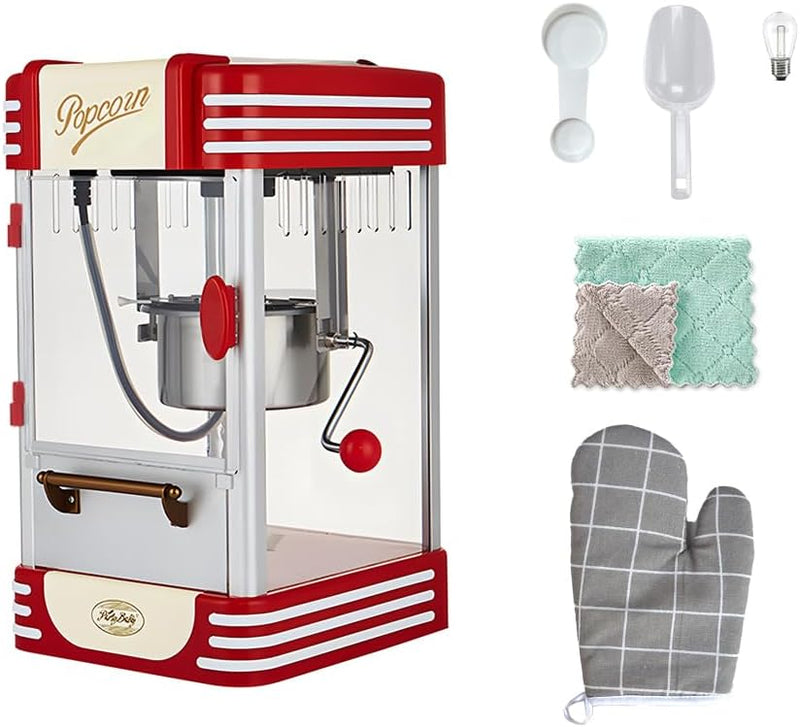Retro Red Elektrischer Tisch-Popcornmaker mit Timer – Calvano