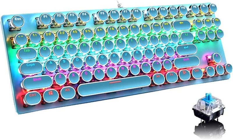 87-tasters mekanisk gaming-tastatur RGB baggrundsbelyst blå kontakter