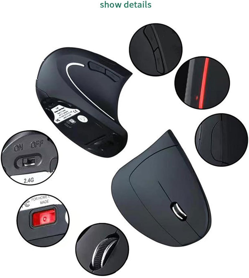 Wiederaufladbare ergonomische vertikale kabellose Maus – Elvion