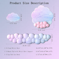 Cloud-shaped ergonomic wrist rest with mouse pad and coaster – Zeyora