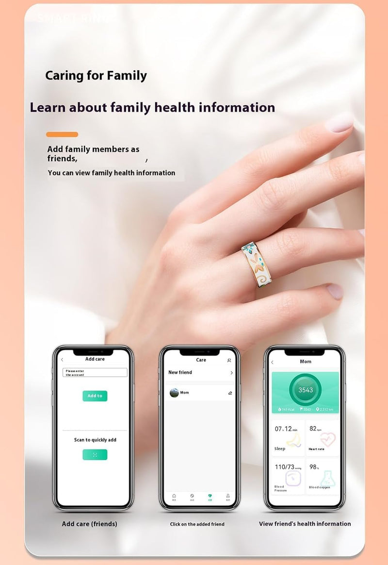 Smart Enamel Wellness Ring – Fitness- und Schlaftracker für iOS & Android – Aurina