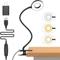 3 farvetilstande LED skrivebordsklemme lampe med fleksibel svanehals – Selvara (1+1 GRATIS)