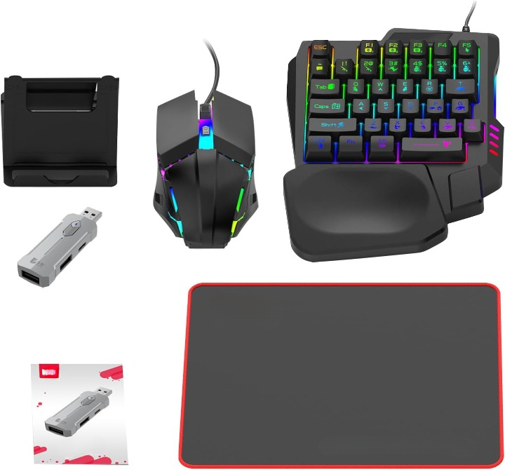 RGB Gaming-Tastatur und Maus-Combo – Ergonomisches Controller-Adapter-Set – Zyvorn