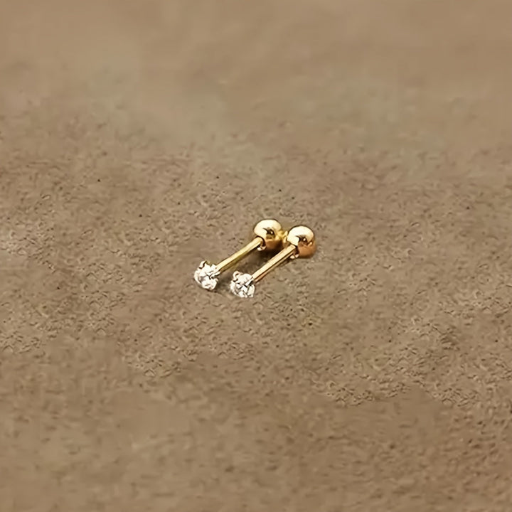 Stylish Cubic Zirconia Stud Earrings made of Titanium Steel - Lumen