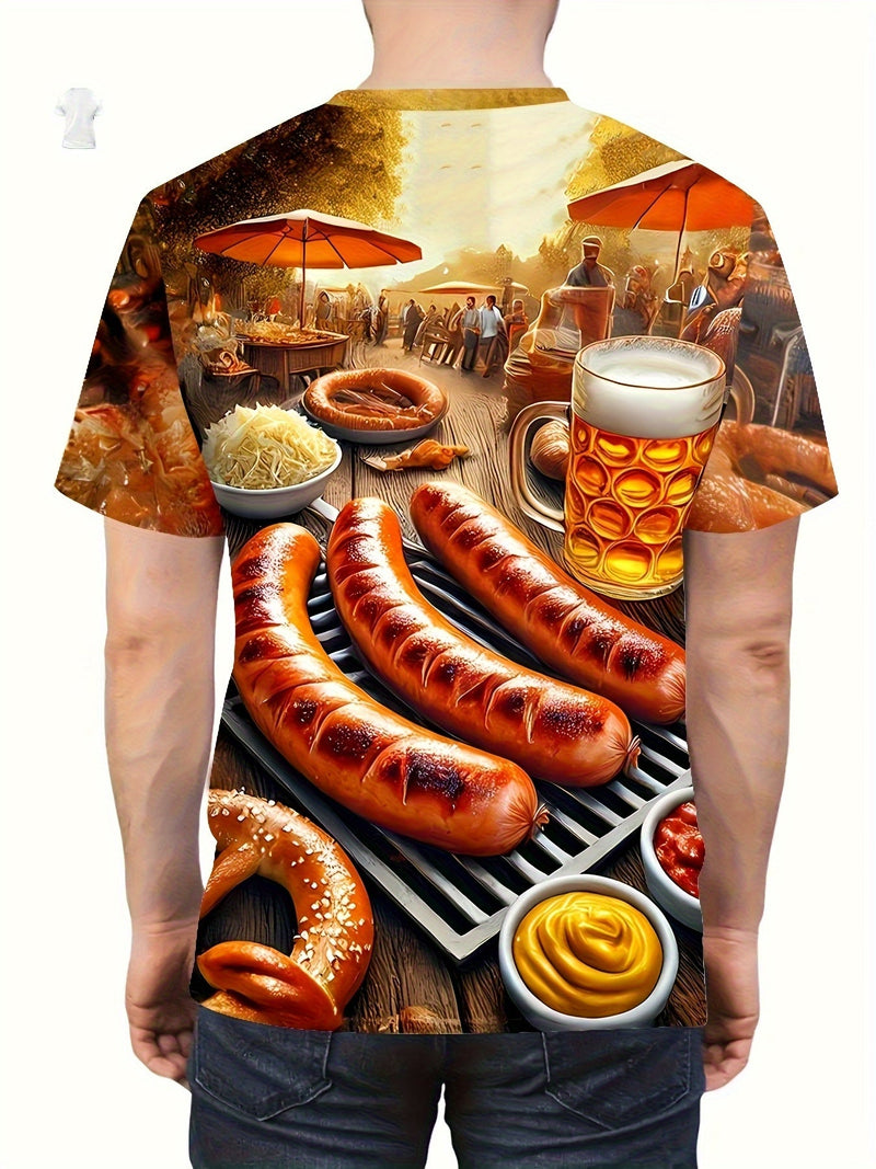 Men's Short Sleeve T-Shirt with BBQ & Beer Print – Karl Oktoberfest 2025