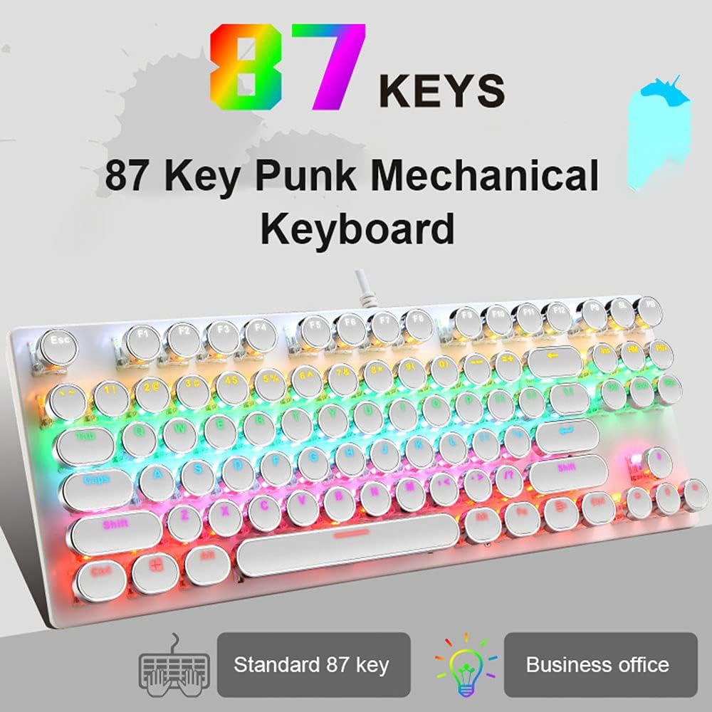 87-tasters mekanisk gaming-tastatur RGB baggrundsbelyst blå kontakter
