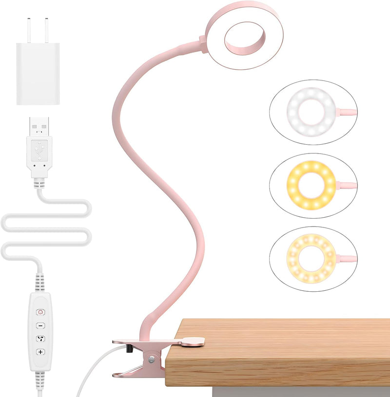 3 farvetilstande LED skrivebordsklemme lampe med fleksibel svanehals – Selvara (1+1 GRATIS)