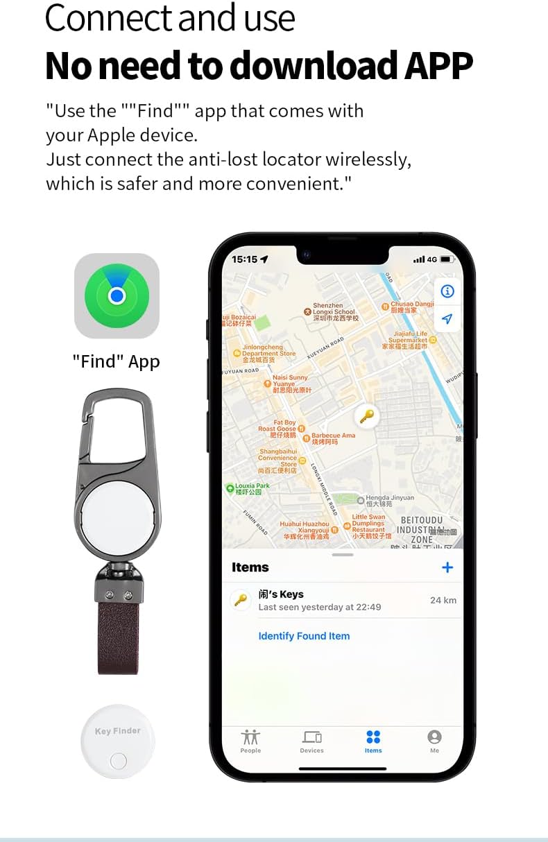 Smart anti-tap lokalisator nøkkelring – sanntidssporing med Find My – Zeyora