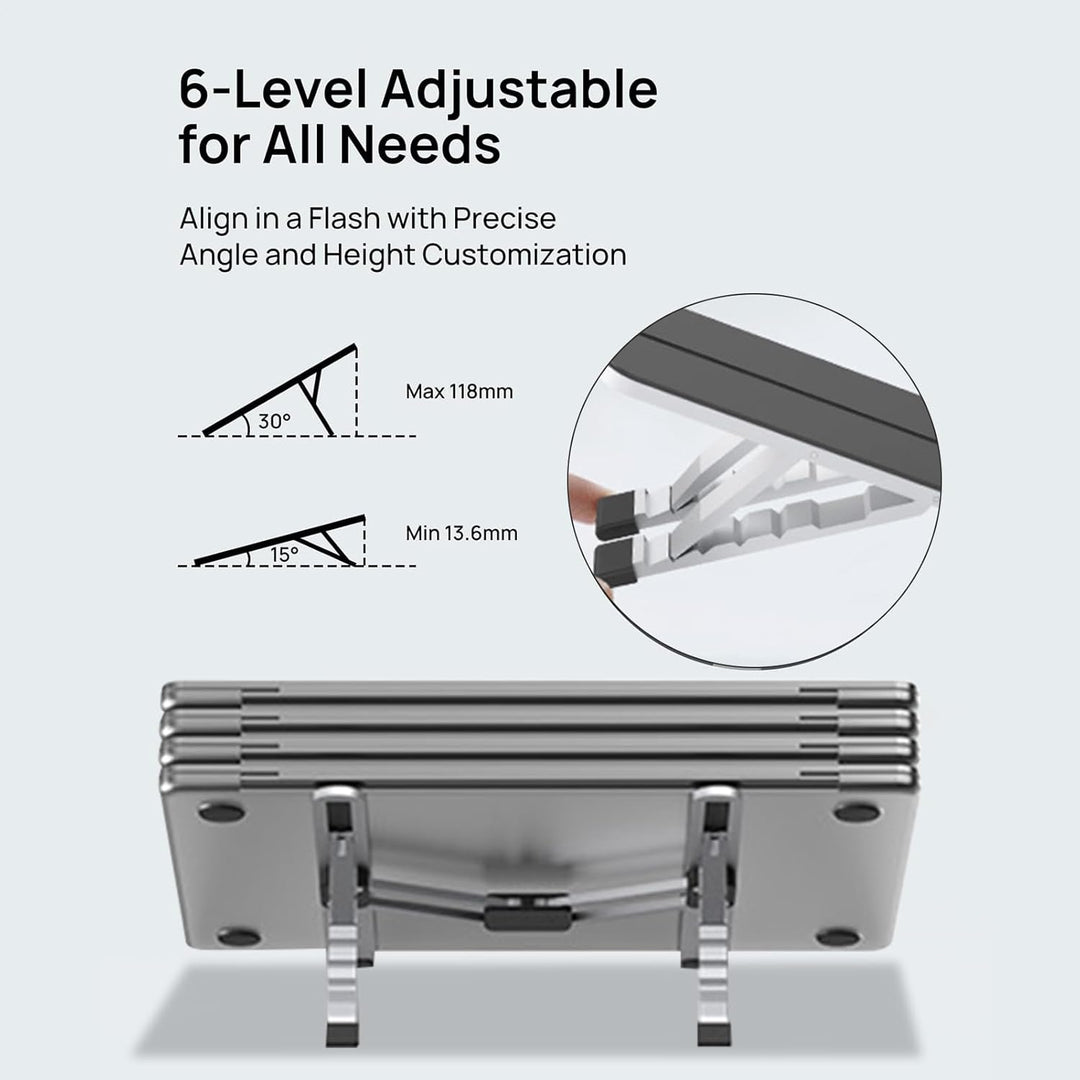 Adjustable Laptop Stand – Foldable Cooling Holder for Notebooks for Office and Travel – Orvane