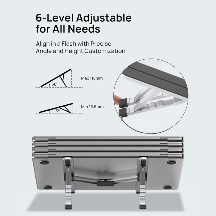 Adjustable Laptop Stand – Foldable Cooling Holder for Notebooks for Office and Travel – Orvane