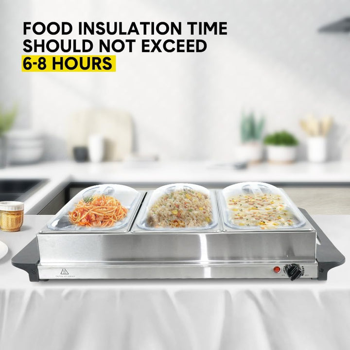 Electric Buffet Food Warmer with 3 × 2.5L Containers and Temperature Control – Valtero