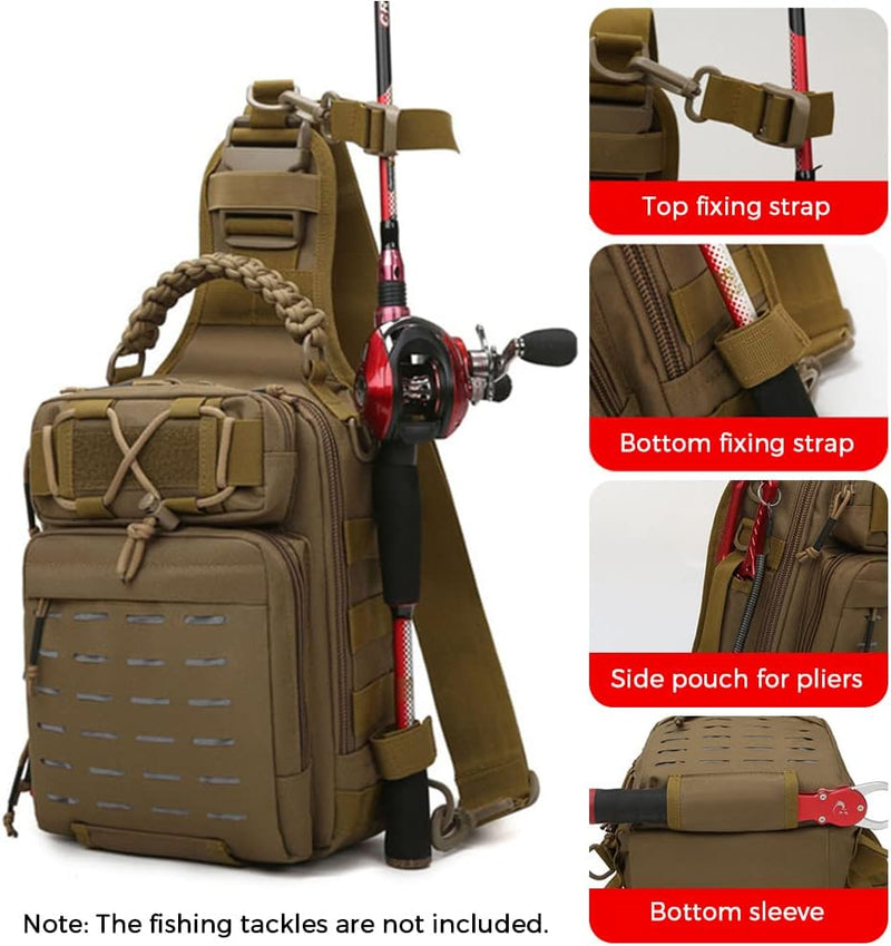 Angel Sling Tasche mit Multi-Taschen für die Angelgeräteaufbewahrung – Arvion