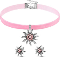 Edelweiss Jewelry Set with Velvet Ribbon – AlpenRosé Oktoberfest 2025