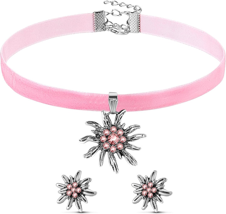 Edelweiss Jewelry Set with Velvet Ribbon – AlpenRosé Oktoberfest 2025