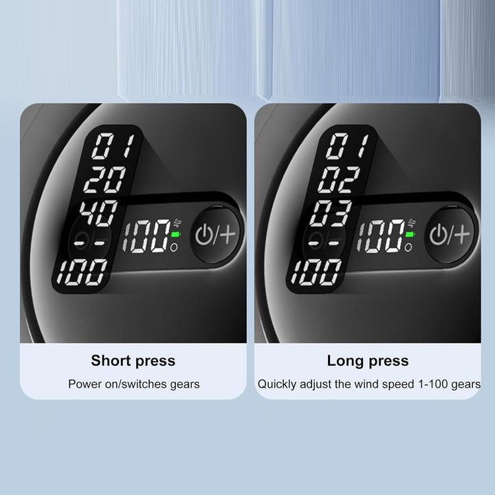 Genopladelig clip-on barnevognsventilator med natlys 100 hastigheder