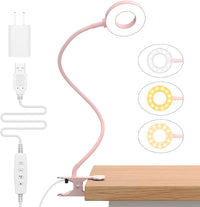 3 farvetilstande LED skrivebordsklemme lampe med fleksibel svanehals – Selvara (1+1 GRATIS)