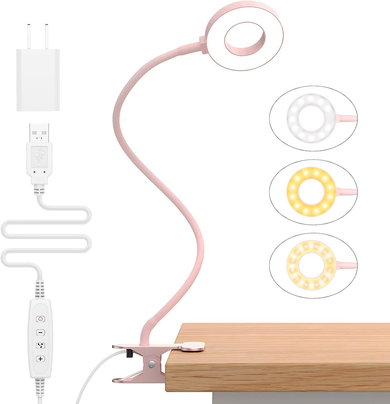 3 farvetilstande LED skrivebordsklemme lampe med fleksibel svanehals – Selvara (1+1 GRATIS)