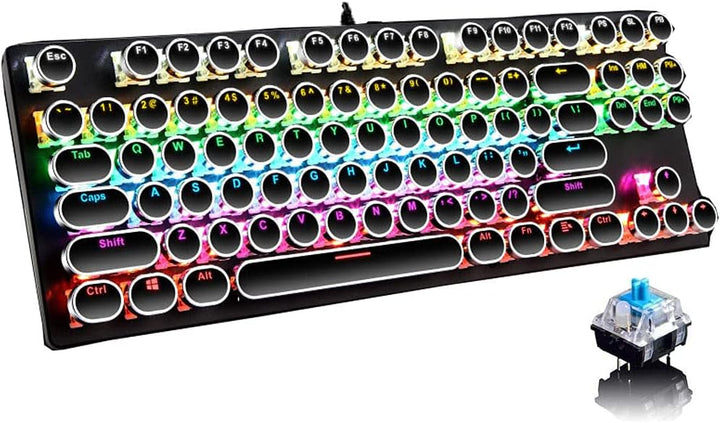 87-tasters mekanisk gaming-tastatur RGB baggrundsbelyst blå kontakter