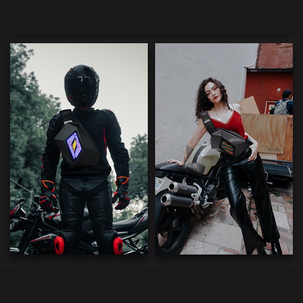 LED-Motorrad-Crossbody-Tasche mit programmierbarem Display – Nexora
