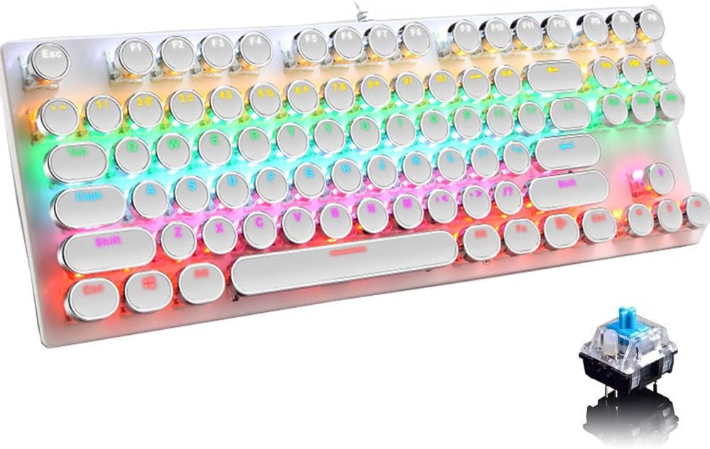 87-tasters mekanisk gaming-tastatur RGB baggrundsbelyst blå kontakter