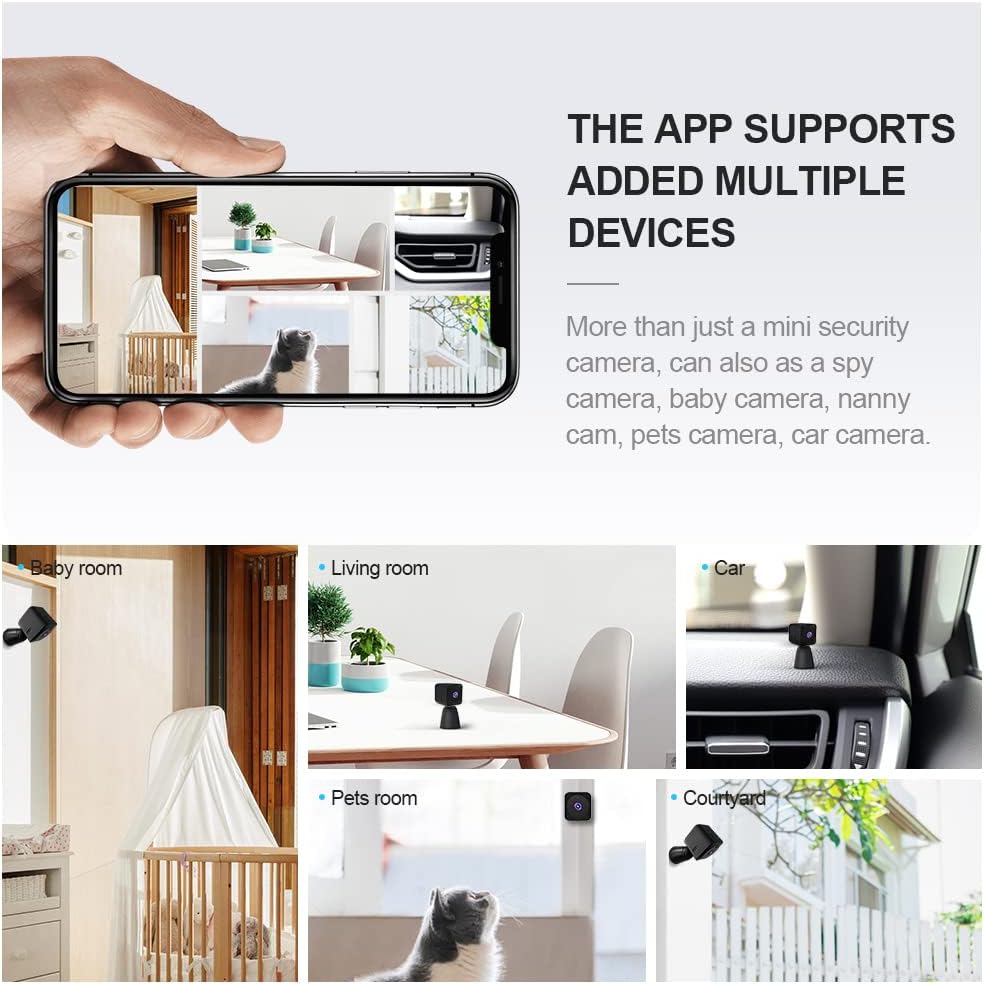 Mini-sikkerhedskamera 4K WiFi Skjult indendørs kamera med nattsyn