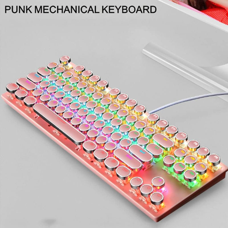 87-tasters mekanisk gaming-tastatur RGB baggrundsbelyst blå kontakter