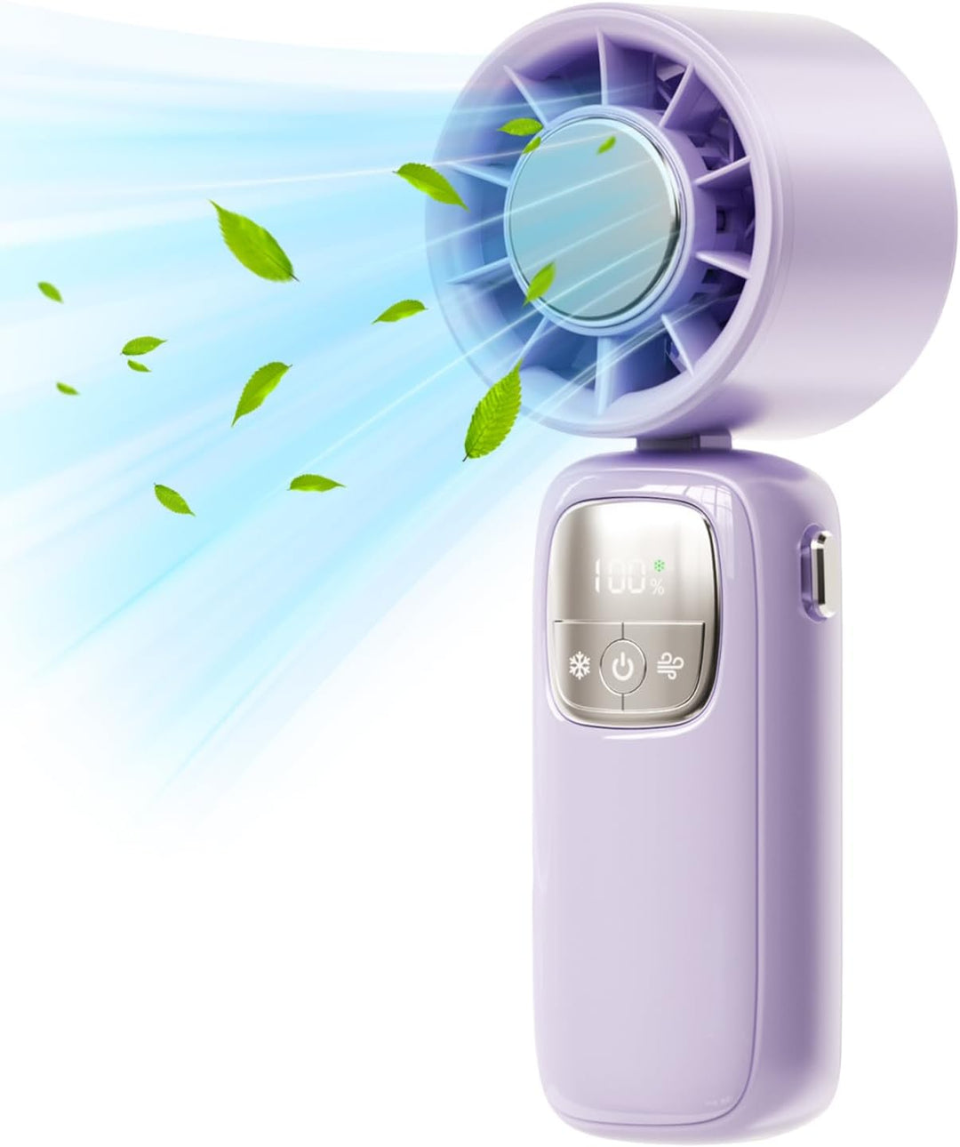 Portable Foldable Hand Fan with LED Display 100 Speeds
