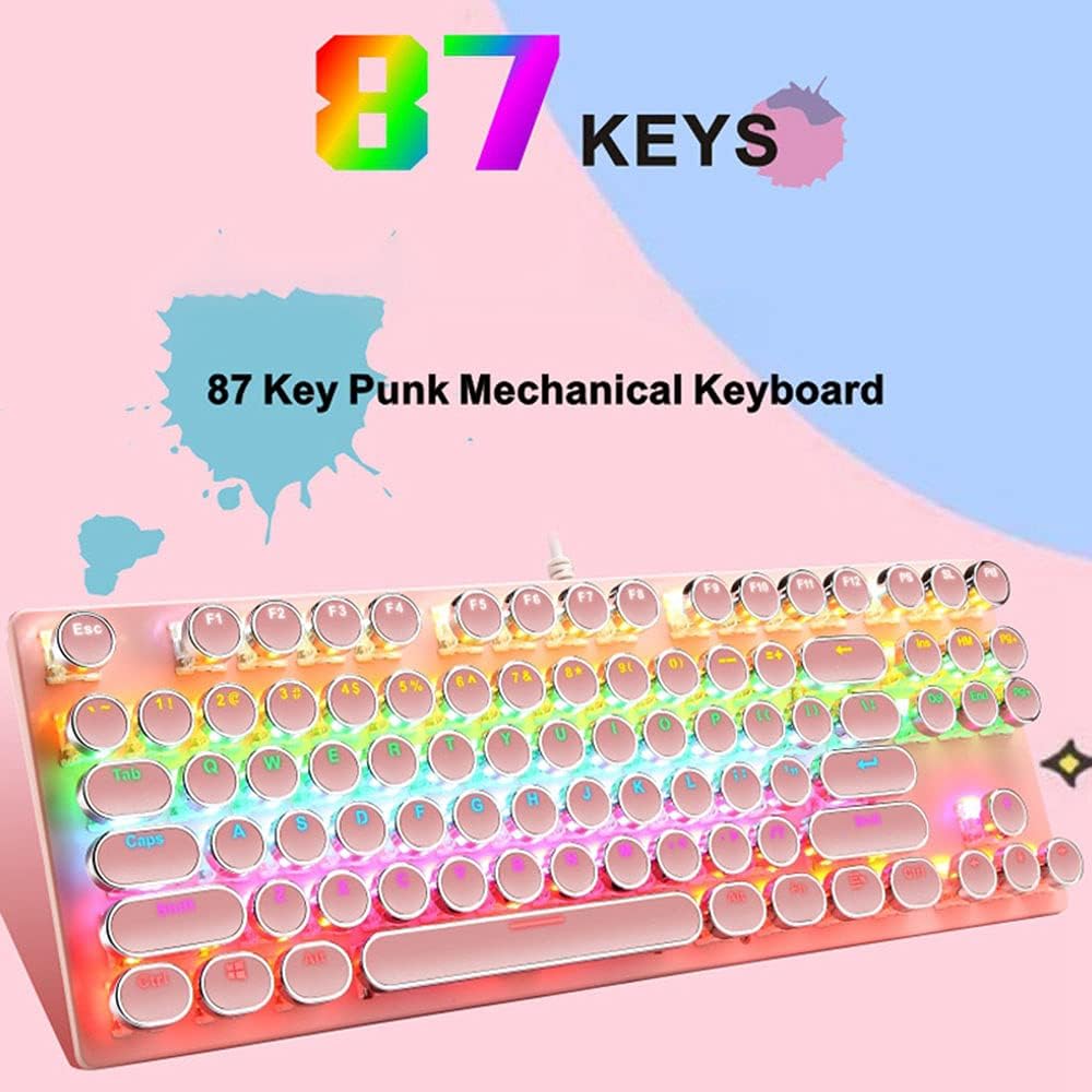 87-tasters mekanisk gaming-tastatur RGB baggrundsbelyst blå kontakter