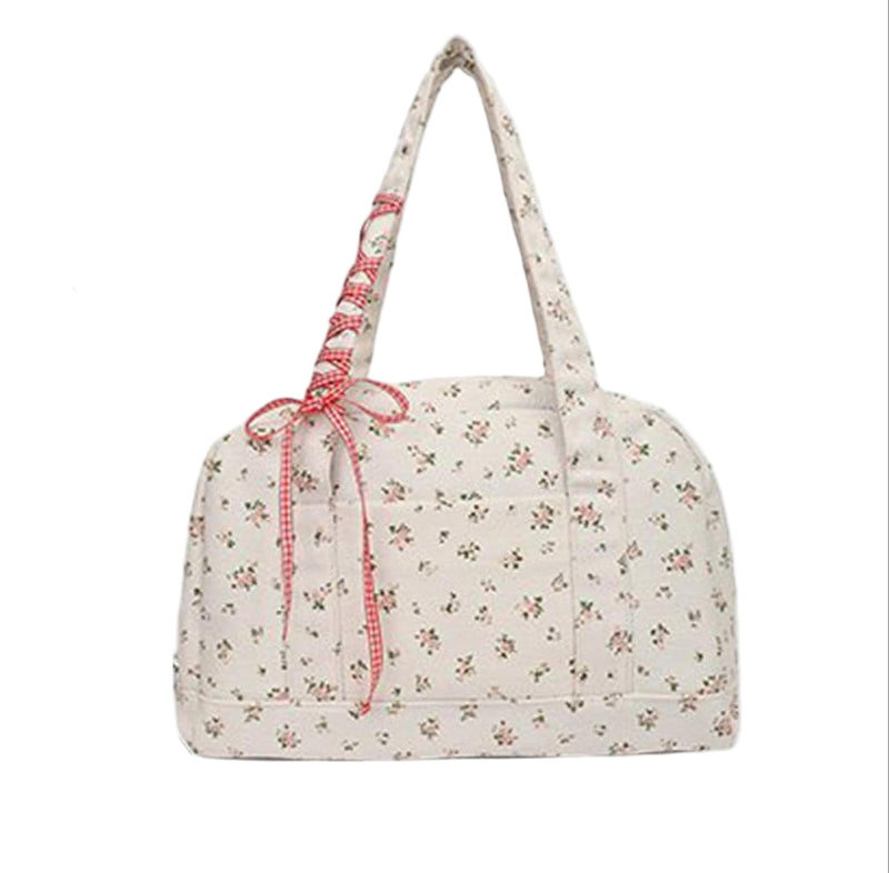 Bow Duffle Bag – Große Canvas-Wochenendtasche mit Bandakzent – Floria