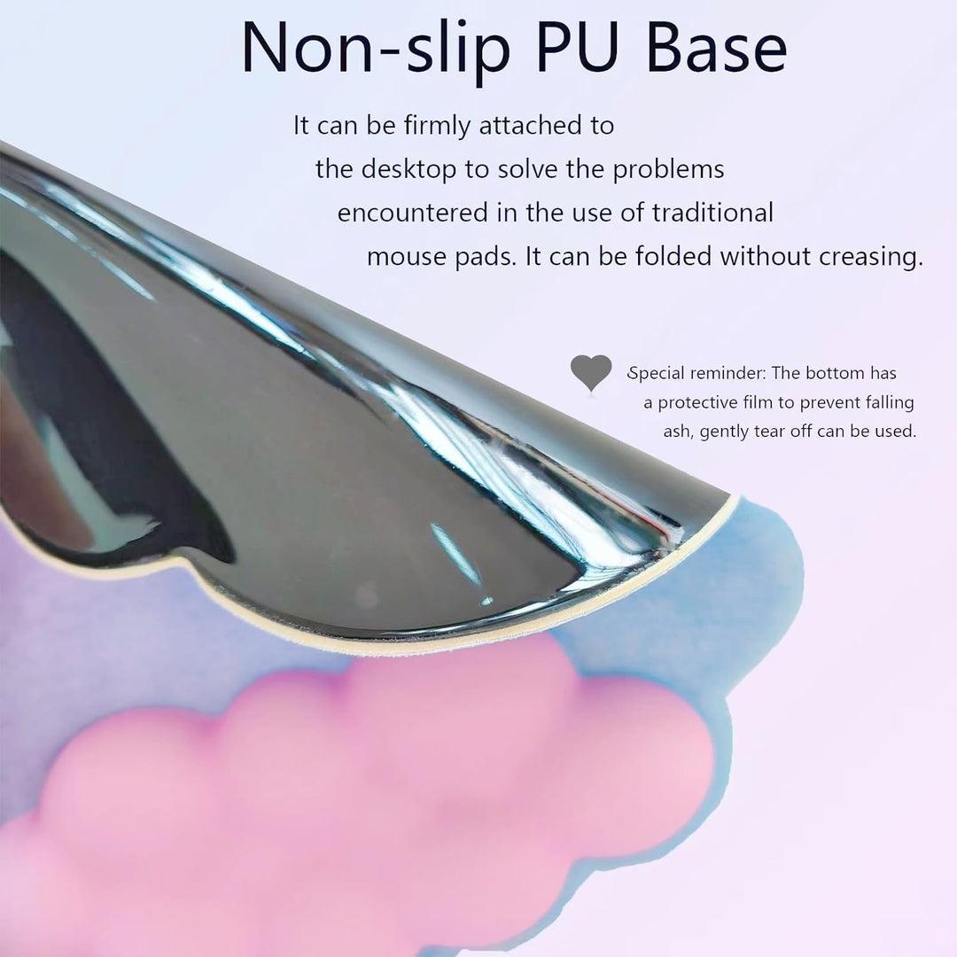 Cloud-shaped ergonomic wrist rest with mouse pad and coaster – Zeyora