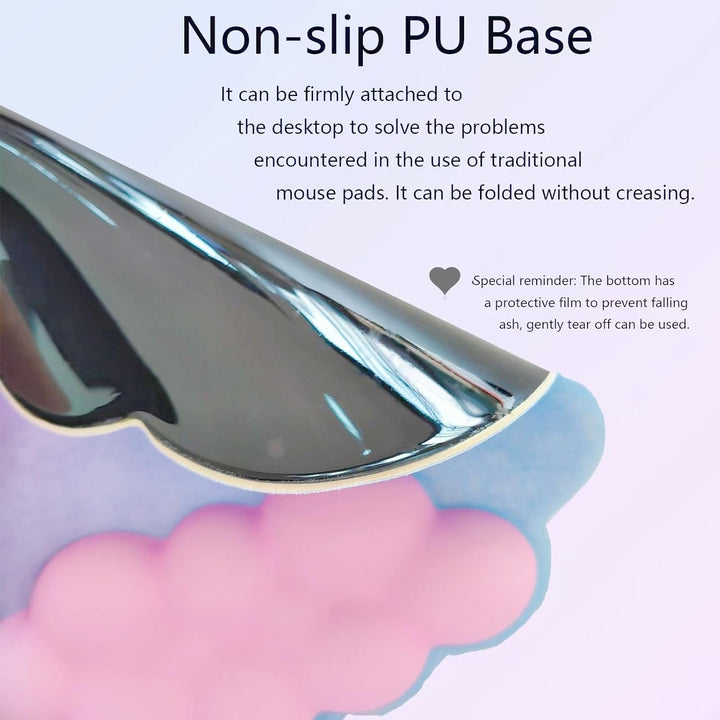 Cloud-shaped ergonomic wrist rest with mouse pad and coaster – Zeyora
