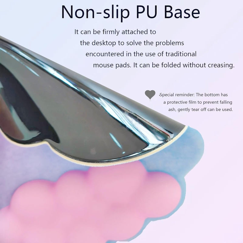 Cloud-shaped ergonomic wrist rest with mouse pad and coaster – Zeyora