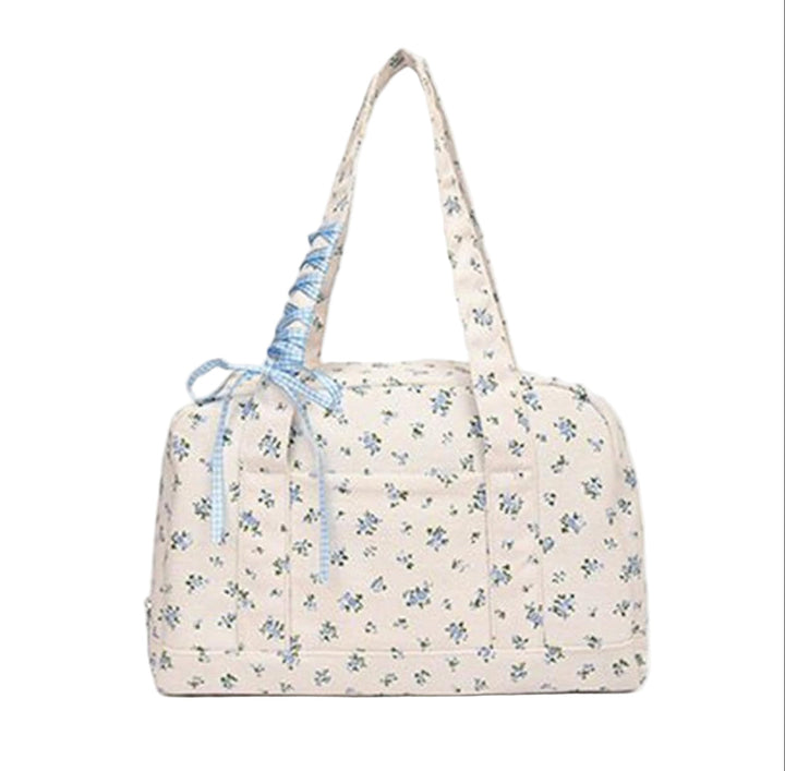 Bow Duffle Bag – Große Canvas-Wochenendtasche mit Bandakzent – Floria