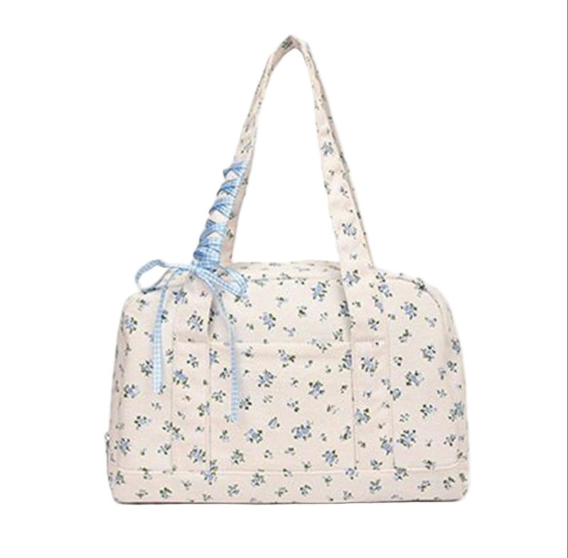 Bow Duffle Bag – Große Canvas-Wochenendtasche mit Bandakzent – Floria