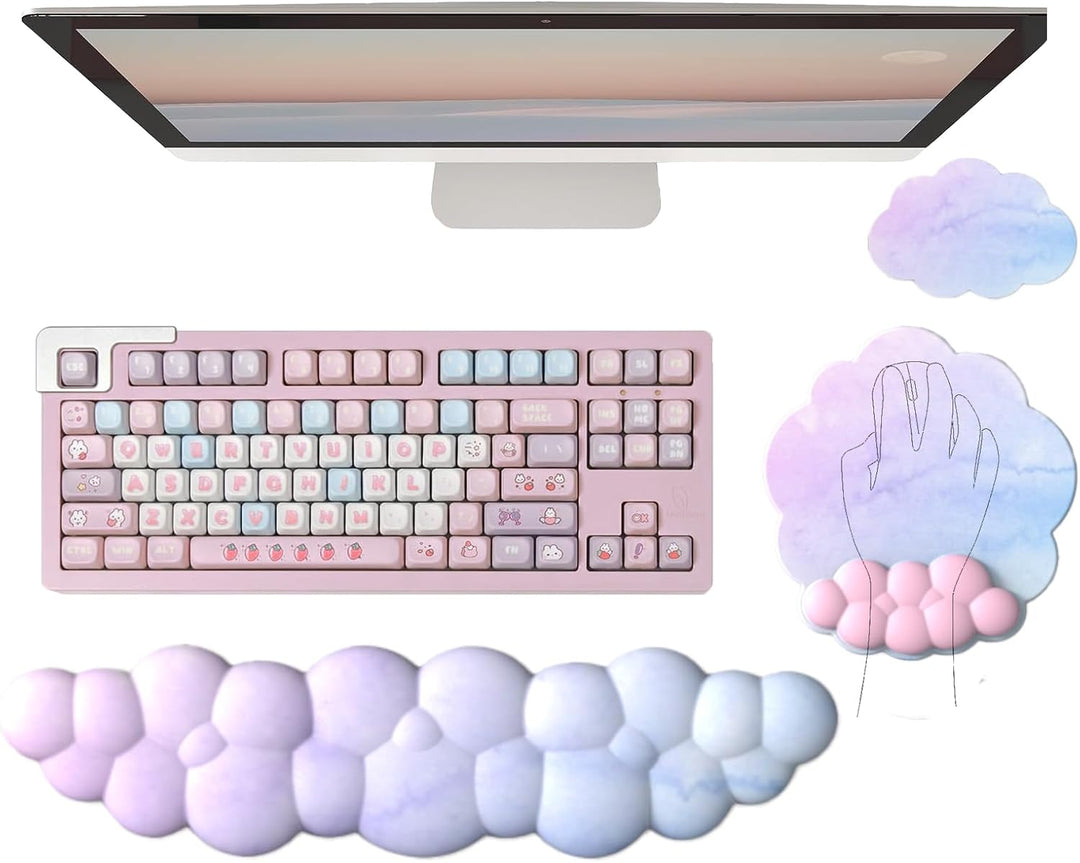Cloud-shaped ergonomic wrist rest with mouse pad and coaster – Zeyora