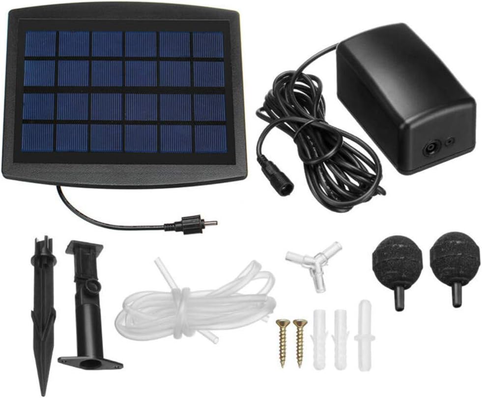 Solar-powered air pump kit 2.5 W with hoses and stones
