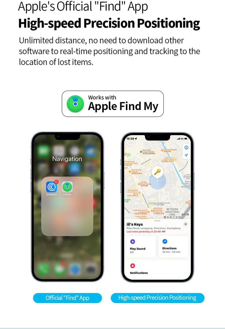 Smart anti-tap lokalisator nøkkelring – sanntidssporing med Find My – Zeyora